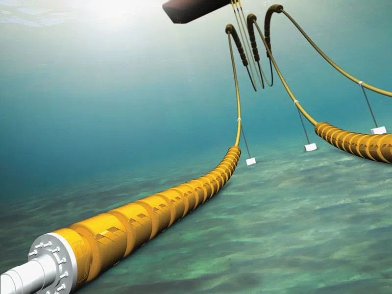 Submarine hose bend limiter